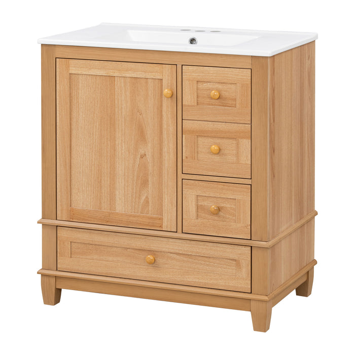 Freestanding Bathroom Vanity With Sink, Soft Close Doors & Drawers, Ample Storage - Wood
