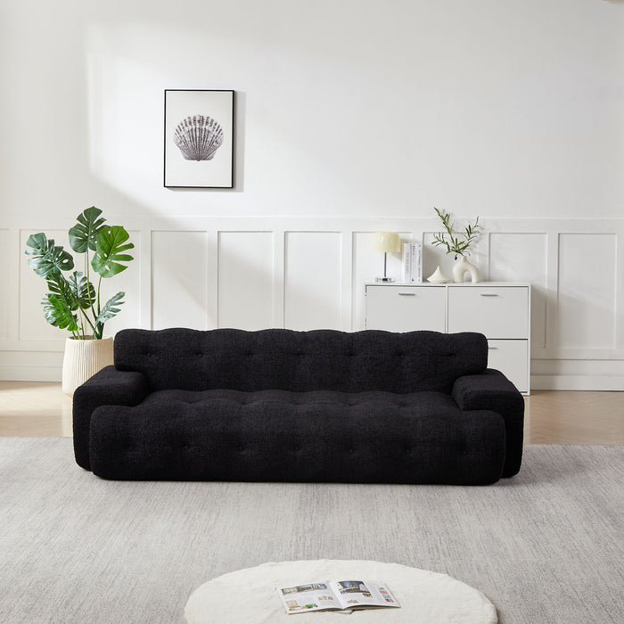 Cloud Series Minimalist Button Tufted Square Arm 3 Seater Sofa