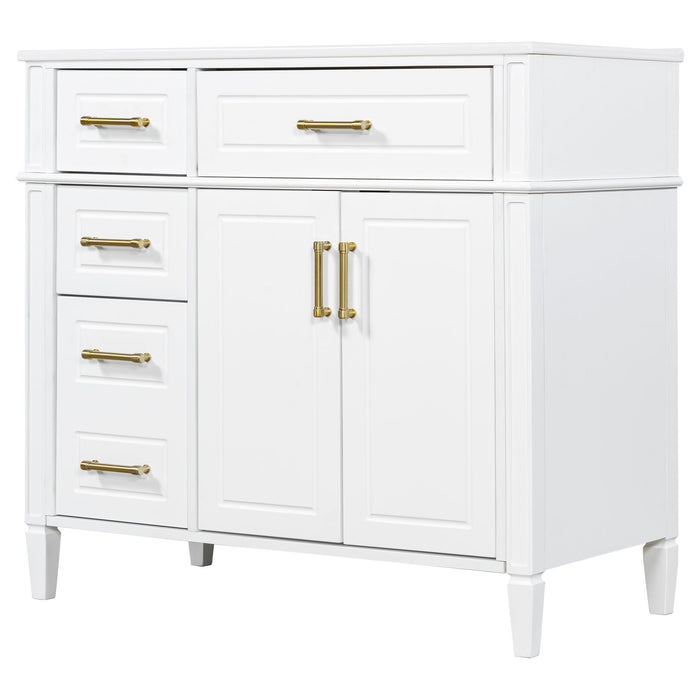Bathroom Vanity With Sink, 4 Drawers, 2 Doors