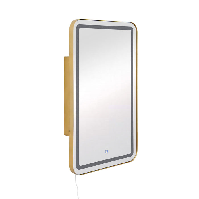 Rectangle Medicine Cabinet Mirror Bathroom Mirror With Storage Wall Mounted Medicine Mirror Cabinet With LED - Gold