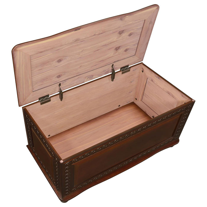 Ornate - Deep Flip Open Storage Cedar Chest With Cedar Lining - Brown