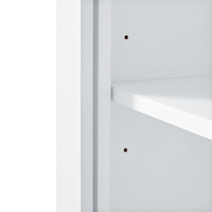 Tall Bathroom Storage Cabinet With 2 Doors And 2 Drawer, Adjustable Shelf - White