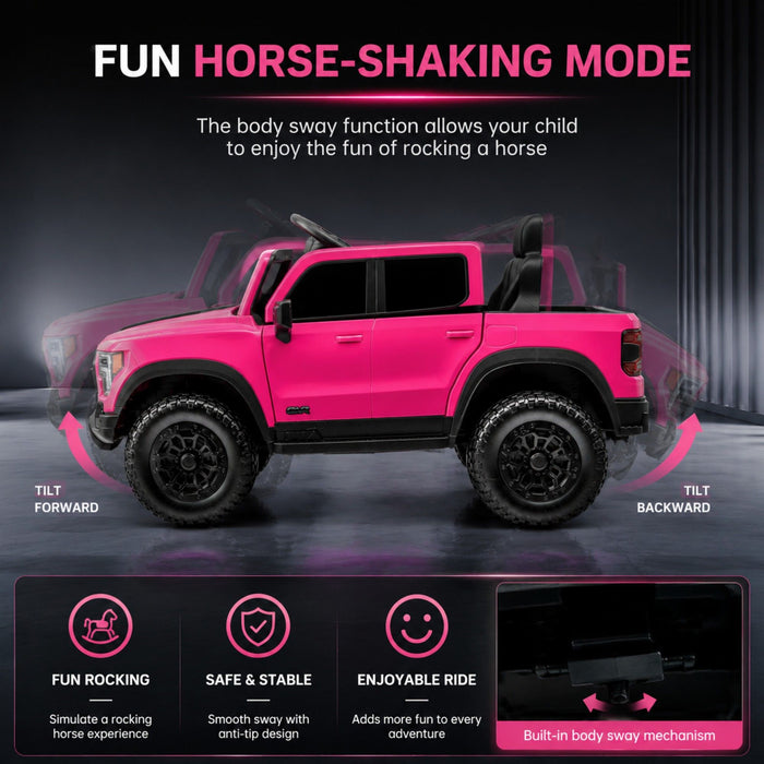 12V Kids Ride On Car With Remote Control, 4 Wheel Shock Absorption, Multifunctional Music Player Perfect Gift For Toddlers - Pink