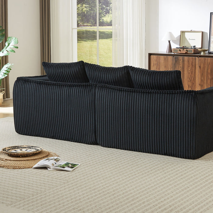Minimalist 3 Seater Sofa With Curved Lines And Gently Sloped Backrest