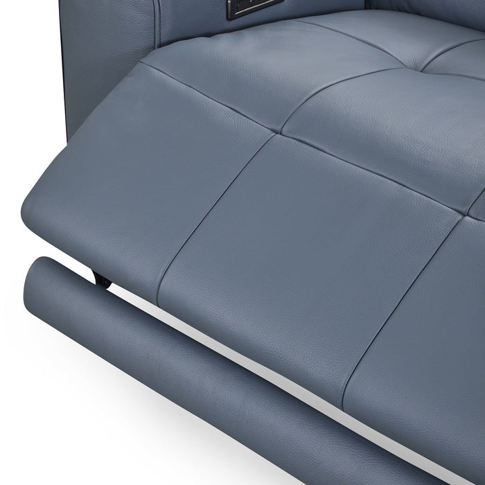 Alea - Leather Power Recliner Sofa - Blue