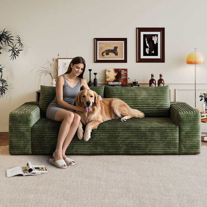 3 Setaser Sofa, Deep Seat Couches For Living Room - Green