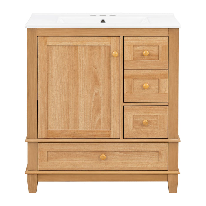 Freestanding Bathroom Vanity With Sink, Soft Close Doors & Drawers, Ample Storage - Wood