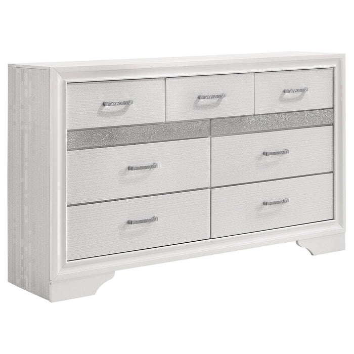 Modern Bedroom Set With Upholstered Headboard And Textured Storage