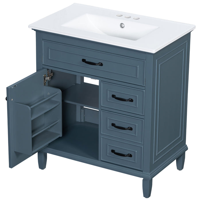 Bathroom Vanity With Sink Top, Flip Drawers, Adjustable Shelf
