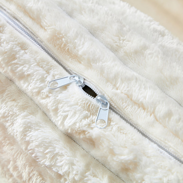 Plush Corduroy 4 Seat Sofa With Soft Pillows And Movable Ottoman