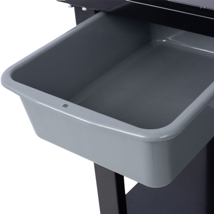 Transmission Teardown Work Station 1 / 2 Ton Capacity Sloping Drain Table Locking Drawer Removable Drain Basin Full-Width Lower Shelf Four 4" Caster Wheels