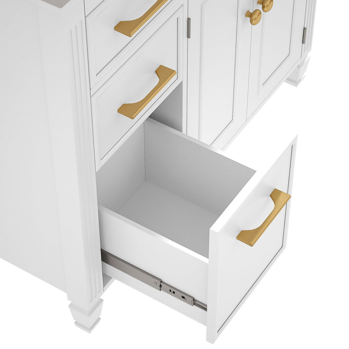 Bathroom Vanity With Sink, 1 Tip Out Drawer, 3 Side Drawers, Adjustable Shelf