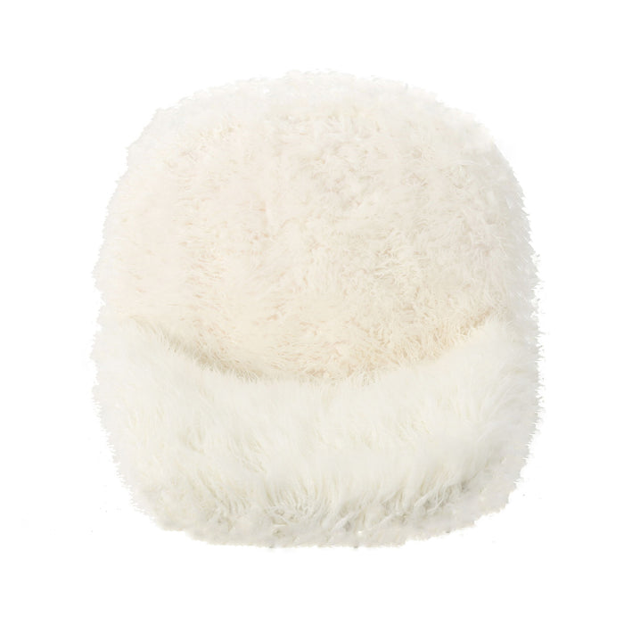 Modern Glam Club Chair With Shaggy Textures - White