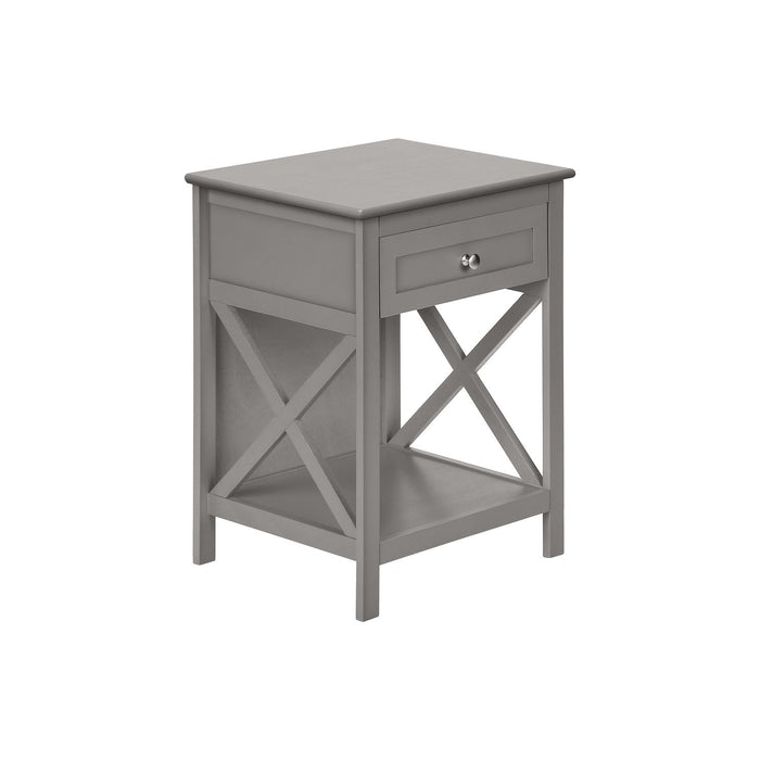 Accent End Table, 2 Tier, Storage Drawer, Transitional Style