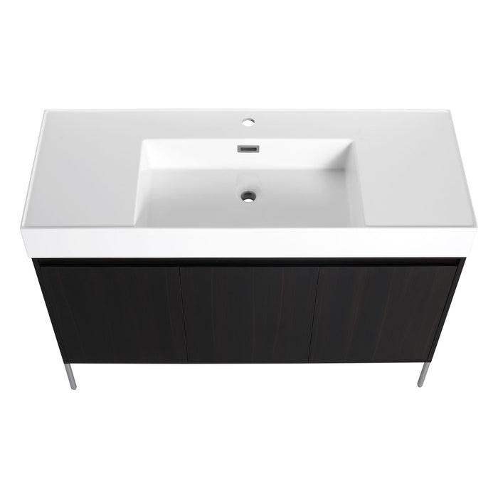 Freestanding Bathroom Vanity With Resin Sink And Storage Cabinet