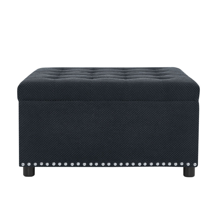 Square Tufted Storage Ottoman With Nailhead Trim