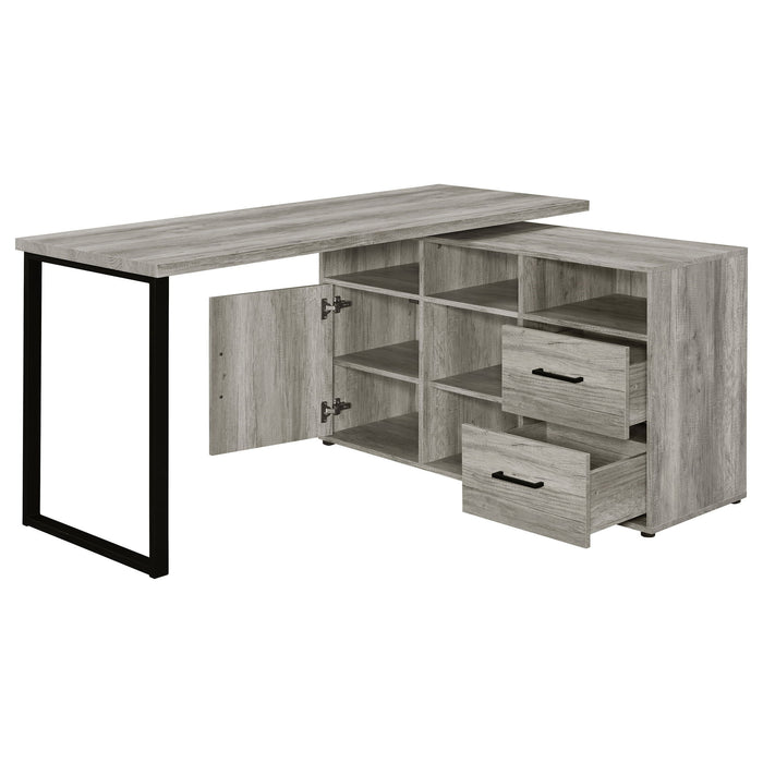 Corrado - L-Shape Office Desk With Storage - Gray