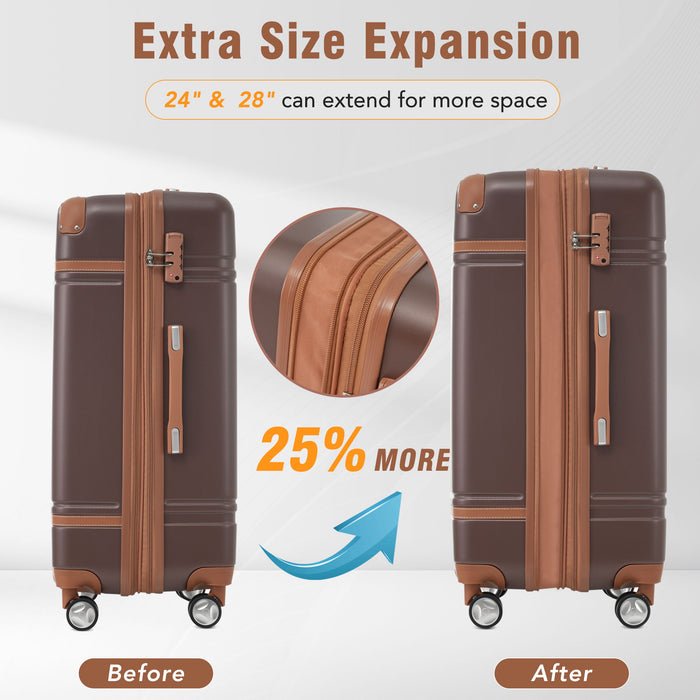 Hardshell Luggage Sets 4 Pieces 20" / 24" / 28" Luggages And Cosmetic Case Spinner Suitcase With Tsa Lock Lightweight