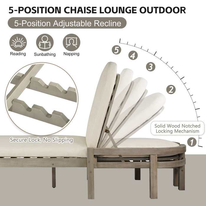 Outdoor Chaise Lounge With 5 Position Adjustable Backrest (Set of 2)