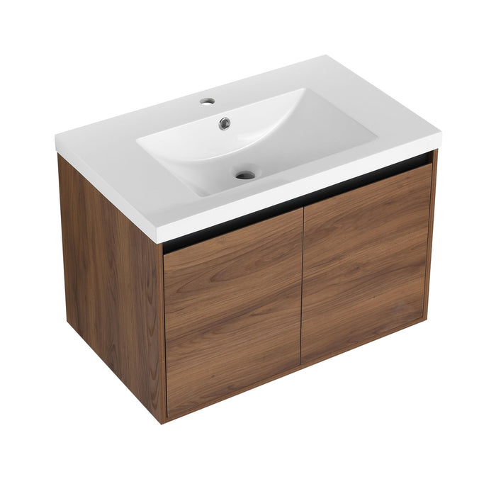 Bathroom Vanity Set With Resin Countertop Sink And 2 Doors, Engineered Wood
