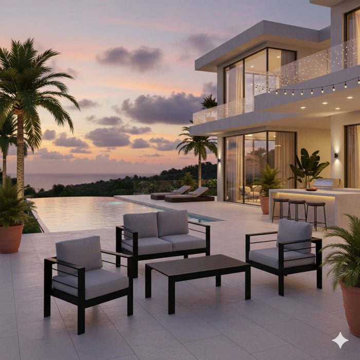 Outdoor Patio Set, All-Weather With Thick Cushions