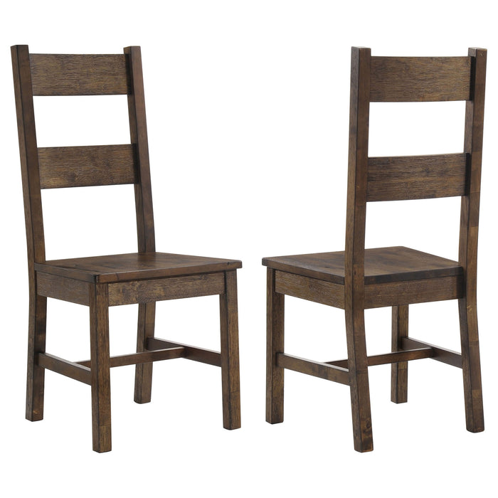 Ladder Back Dining Chairs With Straight Seat (Set of 2) - Brown