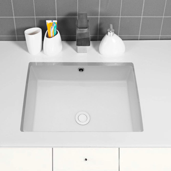 Modern Ceramic Rectangular Undermount Bathroom Sink With Overflow