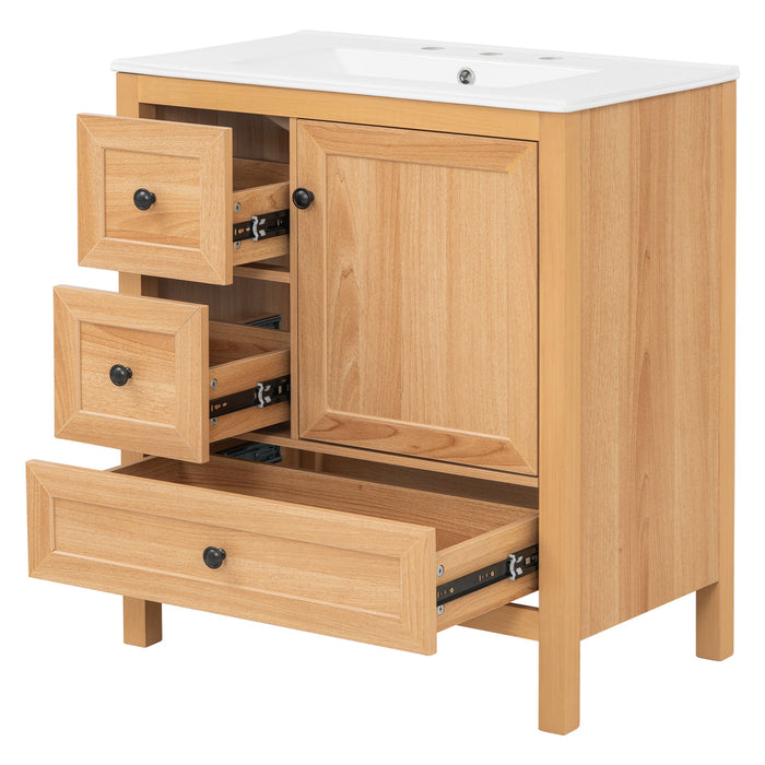 Modern Bathroom Vanity With Sink, Soft Close Drawers & Door, Storage Rack