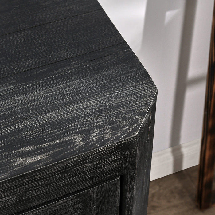 Macarthur - Reclaimed Oak 4 Door Cabinet - Aged Black