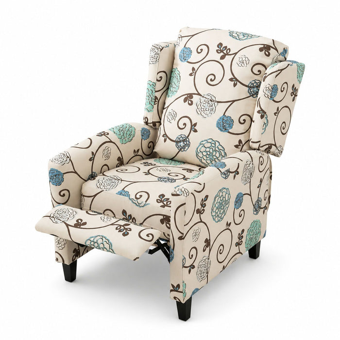 Wingback Recliner Chair With Padded Arms - Beige