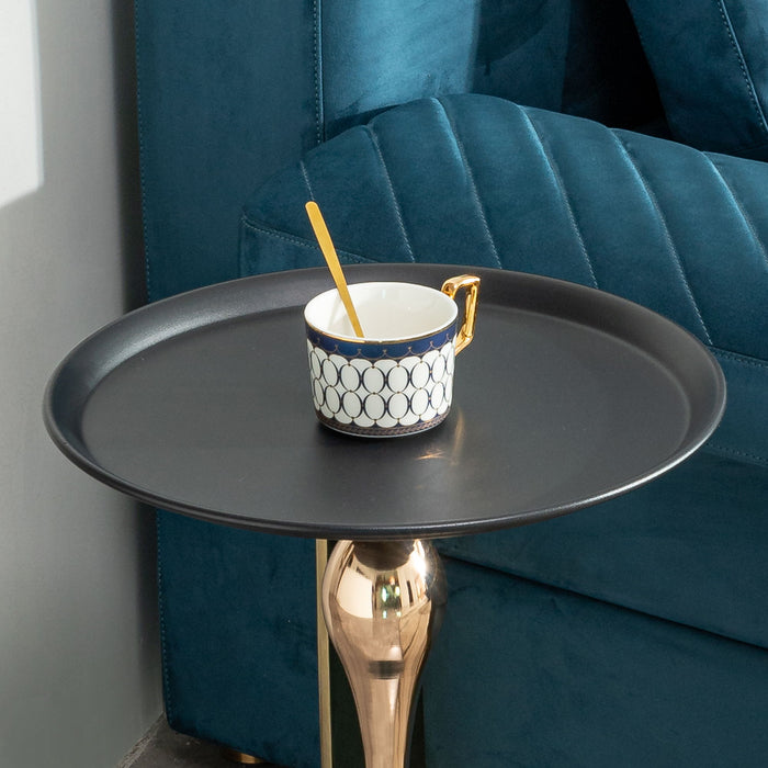 Modern Round Side Table For Small Spaces With Carbon Steel Construction
