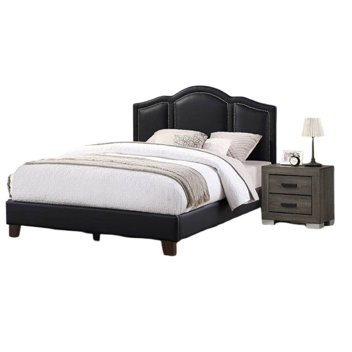 Full Size Bed With Unique Headboard - Black