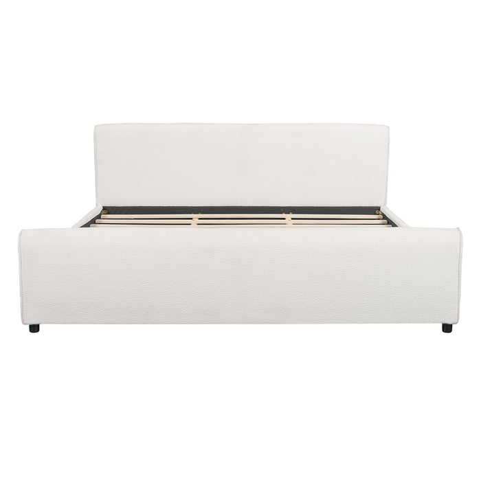Luxury Upholstered Bed Frame With Curved Headboard & Footboard