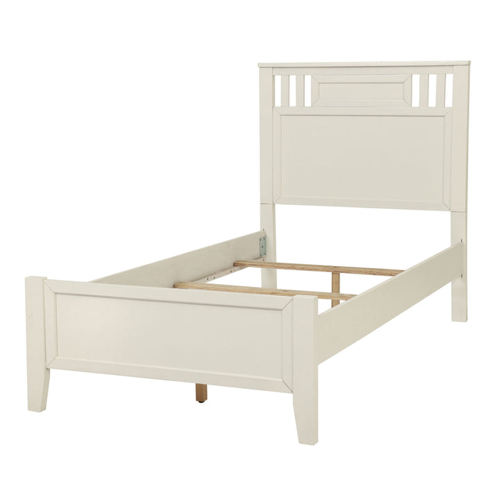 Simple Frame With Headboard And Vertical Carved Design