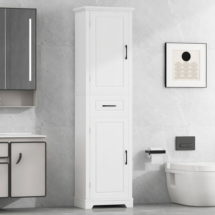 Tall Freestanding Bathroom Storage Cabinet With 2 Doors And Adjustable Shelves