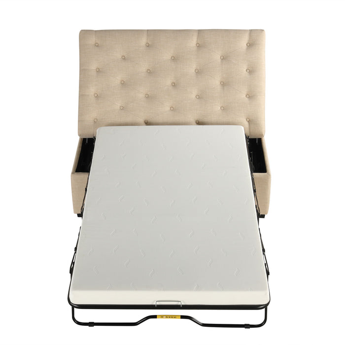 Convertible Folding Sofa Bed Ottoman With Memory Mattress And Tufted Design