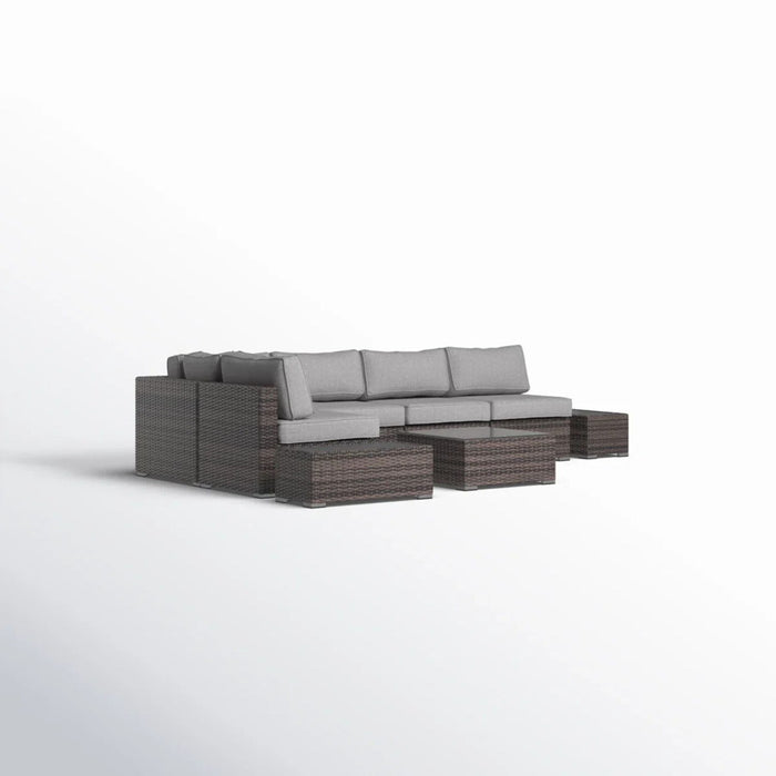 Wicker Sectional Seating Group With Plush Cushions