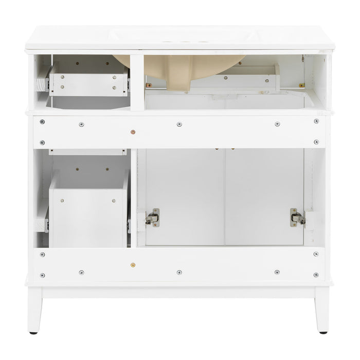 Modern Bathroom Vanity With Sink, Soft Close Doors, 4 Storage Drawers