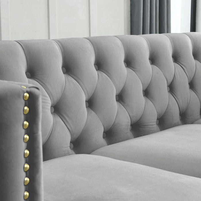 Modern Sofa With Button Tufting, Upholstered Couch For Living Room