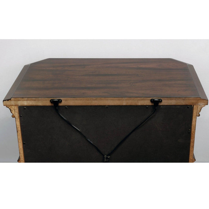 Nightstand With Carved Details, 2 Drawer - Espresso
