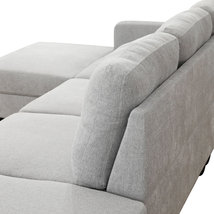 2 Piece L - Shaped Left Chaise Sectional Sofa With Ottoman, Living Room Furniture - White / Gray