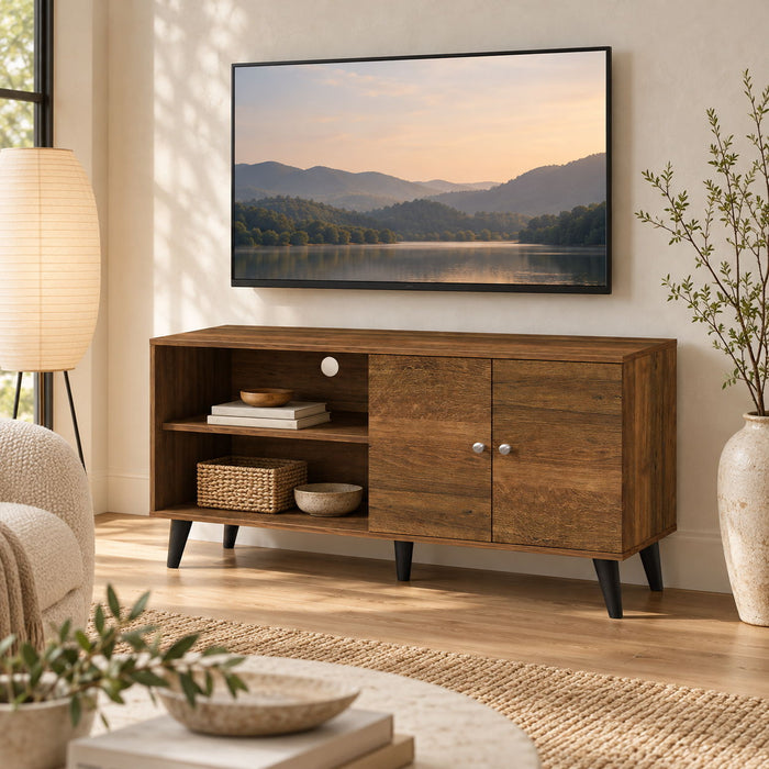 Amidon - TV Stand, With 2 Storage Shelves And 1 Cabinet