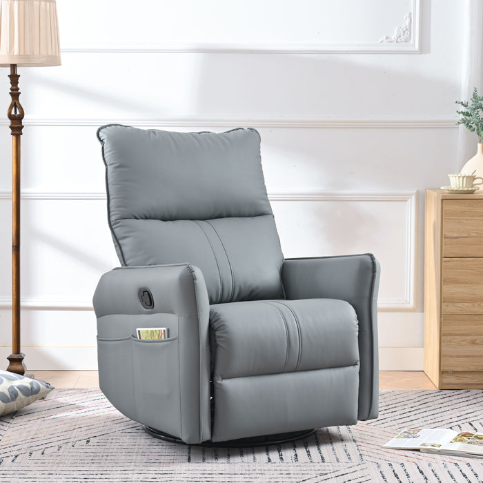 360° Modern Small Rocking Swivel Recliner Chair With Side Pocket