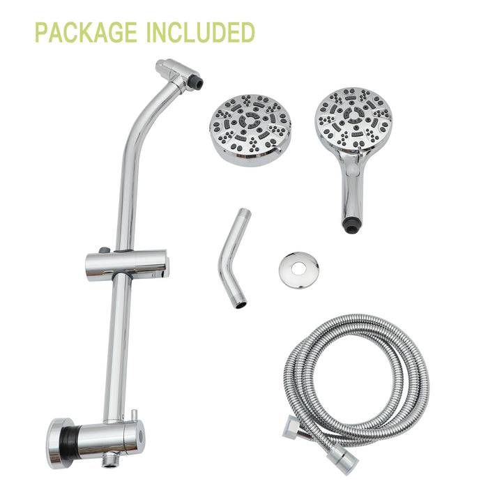 Multi Function Dual Shower Head System With 4.7" Rain Showerhead, 8 Function Hand Shower, Adjustable Slide Bar