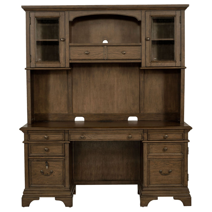 Stigham - 5 Drawer Credenza With Hutch - Oak