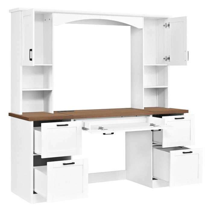 Farmhouse Computer Desk With Hutch