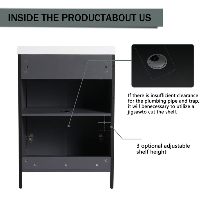 Modern Freestanding Bathroom Vanity With Resin Sink & Soft Close Cabinet Doors