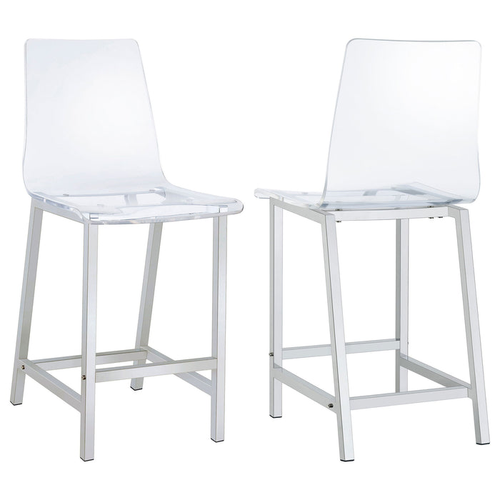 Counter Height Stools With Curved Back Design (Set of 2) - Clear