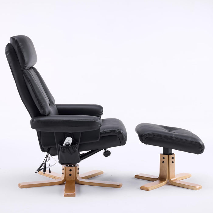 Upholstered Heated Massage 360° Swivel Accent Chair With Ottoman