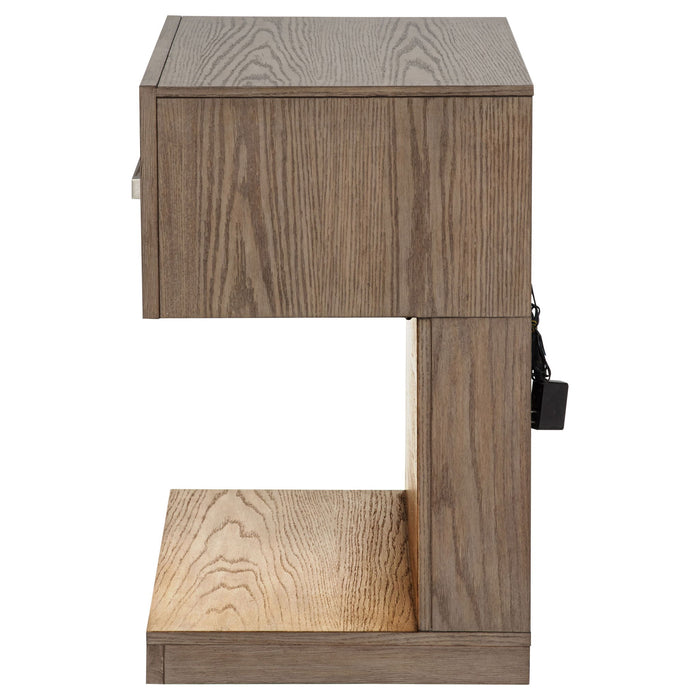 Gibbons - 1 Drawer Nightstand With LED Light - Brown